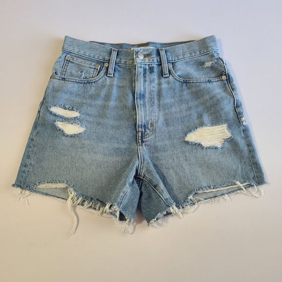 Madewell Mom Jean Short Women's Size 27 Cutoff Distressed Blue Denim - Picture 3 of 12